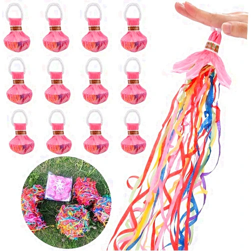 MEMQUQ 10 Pcs Throw Streamers，Gorgeous Confetti for Bonus Points for Celebrations, Birthdays, Weddings, Parties, Celebrations, School Starts, Graduations (Random Colors)