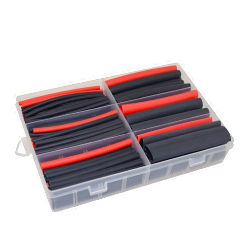MILAPEAK 130pcs 3:1 Dual Wall Adhesive Heat Shrink Tubing Kit, 6 Sizes (Diameter): 1/2, 3/8, 1/4, 3/16, 1/8, 3/32-inch, Marine Wire Sleeve Tube Assortment with Storage Case for DIY by MILAPEAK (Black & Red)