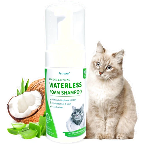 Petstoral Waterless Cat Shampoo No Rinse Kitten Shampoo, Easy Cat Bath Cleaner - Hypoallergenic Cat Shampoo for Long and Short Hair