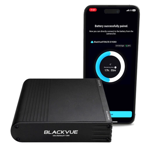 Blackvue B-130A Ultra Battery | Fast Charging Dash Cam Battery Pack, Up to 30 Hours Parking Mode, 12V/24V, USB Power, Smart App & Cloud Monitoring, Compatible Exclusively Dash cams