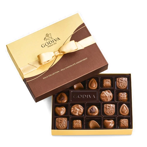 Godiva Chocolatier Chocolate Gift Box for Birthday, Thank You, Anniversary, Congratulations Gift Basket Premium Gourmet Milk Chocolate Candy Assortment with Praline and Caramel, 18pc