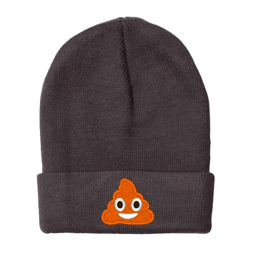 owndis Embroidered Poop Face Text Image, Warm Winter Beanie