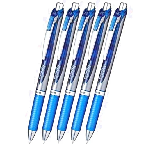 Pentel EnerGel Deluxe RTX Retractable Liquid Gel Pen,1.0mm, Midium Line, Metal Tip, Blue Ink-Value set of 5