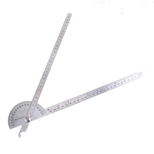 ChgImposs 0-180 Degree Angle Finder, Stainless Steel Round Head Rotary Protractor Scale Angle Finder Adjustable Double-arm Ruler Angle, Finder Craftsman Ruler Machinist Tool