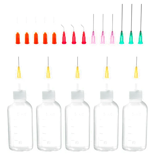 Otwooi 50ml Precision Tip Applicator Bottle, with Blunt Tip Needle and Cap, 18G 20G 25G Needle Tip Squeeze Bottle, Oil Dropper Bottle, Glue Bottles with Fine Tip