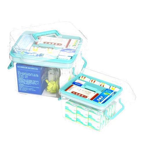 Covetree 2-Pack Clear Plastic Medicine Storage Organizer & First Aid Box – Multi-Layer Medicine Storage Box, Durable Medicine Organizer, Clear Medicine Storage Box for Home, Office & Travel
