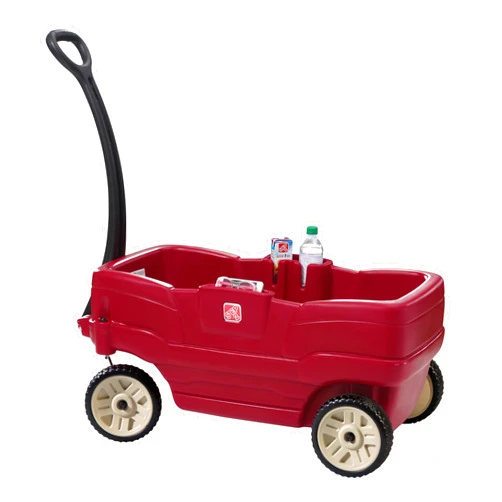 Step2 Neighborhood Wagon, Kids Ride On Toy, Stroller Substitute, Includes Seat Belts, Made of Durable Plastic, Max Weight 75 lbs., For Toddlers 1.5-5 Years Old, Red