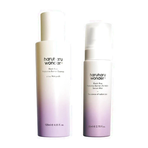haruharu Wonder Black Rice Probiotics Hydration Boost Duo, Barrier Essence & 2% NAD+ Serum Mist, Skin Flooding Duo for Glowy Skin