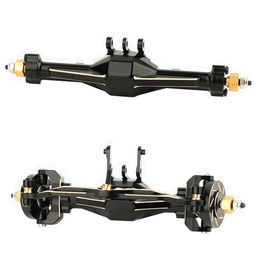 RZXYLRC Brass Black Coating Front Straight Axle with Steel Gears for 1/18 RC Crawler TRX4M Metal Upgrade Parts