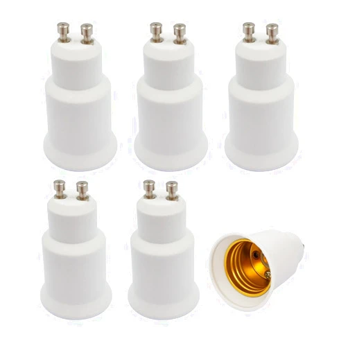 E-Simpo 6-Pack Gu10 to E26/E27 Adapter, Gu10 to Standard Screw in Base(E26/E27) Socket Adapter Converter, Heat Resistant Material, Anti-Corrosion