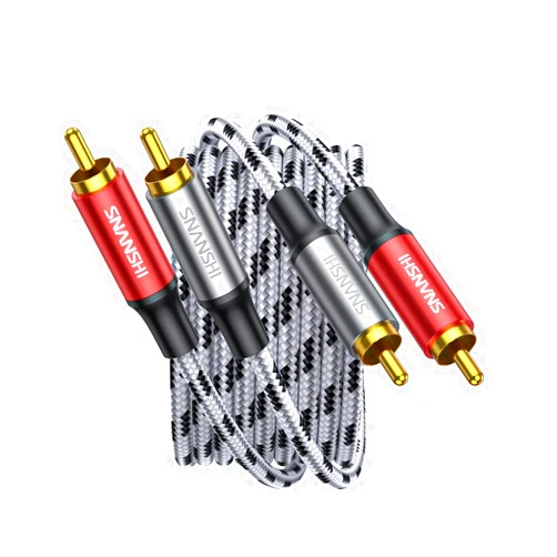 SNANSHI 2RCA Cables 5FT- 2RCA Male to 2RCA Male Stereo Audio Cable Nylon Braided, Double Shielded 2RCA to 2RCA Audio Cable for Home Theater, Amplifier, Hi-Fi System, Speaker