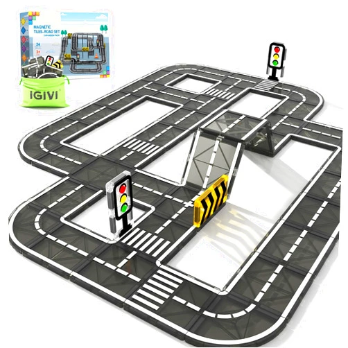 IGIVI Magnetic Tiles Road Expansion Pack, STEM Magnet Building Blocks for Toddler Kids Toys, Montessori Educational Toy Gifts for 3+ Year Old Boys & Girls, Creativity-igniting Kids Toys