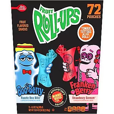 Gse Fruit Roll-Ups Fruit Flavored Snacks, Boo Berry/Franken Berry ( 1box )