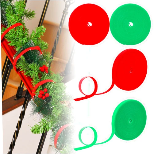 Yuxung 120 Feet Decorative Hanging Ties Christmas Garland Ties Holiday Cable Straps Reusable Fastening Tape Cable Ties Xmas Decorative Nylon Ties for Hang Garland, Lights, Decorations