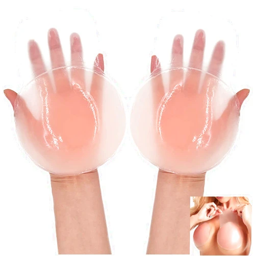 Dealswin Sticky Bra Nipple Covers- Adhesive Silicone Pasties 5.1 Inch Strapless Breast Lift Reusable Plus Size Round