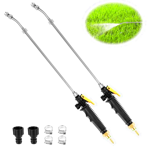 JimnOo 2 Pack 29 Inch Sprayer Wand, Adjustable Sprayer Match 3/8'' Hose, Stainless Steel Replacement Sprayer Wand Built-in Shut off Valve with Hose Quick Connector and Hose Clamp for Garden, Car Wash, Lawn
