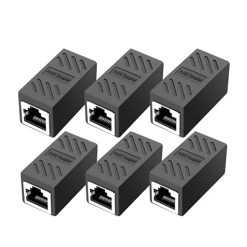 ZUZONG RJ45 Coupler Ethernet Coupler, in Line Coupler for Cat7/Cat6/Cat5e/Cat5 Ethernet Cable Extender Adapter for PC Router Modem PS5 Xbox Female to Female (6 Pack Black)