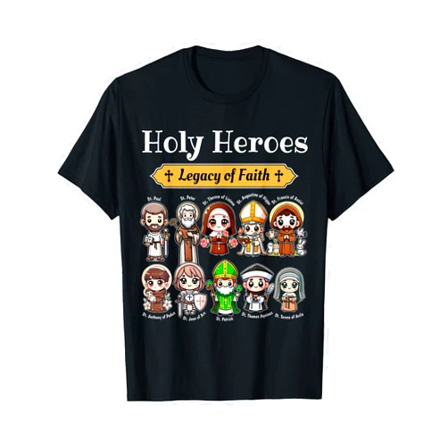 All Saints Day Christian Holy Heroes Collection Holy Heroes Legacy of Faith Catholic Saints Collection Kids T-Shirt