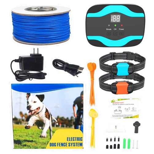 RUXAN Electric Fence for Dogs, Rechargeable Underground Dog Fence System In Ground, Upgraded 656Ft /Aboveground Pet Containment Fence with 2 Waterproof Collar Receivers, Boundary Wire