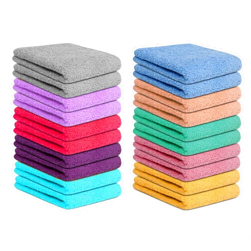 Textila Wash Cloth Rags 100% Cotton Terry Rags 11x11 inch - Pack of 24 Highly Absorbent Multi Colors Soft Wahcloths for Kitchen, Bath, Face, Cleaning & Daily Use Multipurpose Washrags.