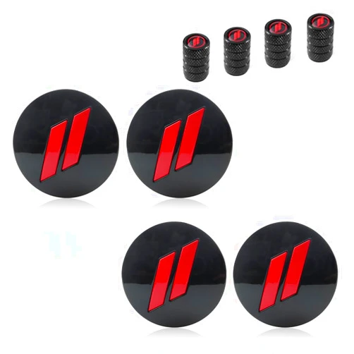 VANKUB 4pcs Wheel Center Cap 63mm/2.5 inches Slash Covers Hub Cap Emblem Badge for Je-ep & Chrysler & Dodge Charger Challenger Durango Dart (Black & Red)