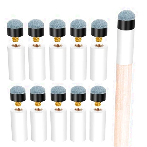 QEEGO 10 Sets Billiard Cues Tips Replacement with White Pool Cue Stick Ferrules, billiard cues tips, Screw On Pool Cue Tips Pool cue Tips Replacement kit, 12mm/13mm (Blue)
