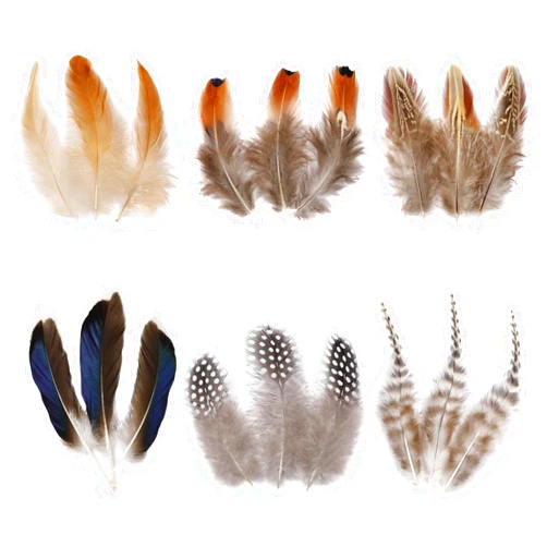 Larryhot Natural Pheasant Craft Feathers - 240 pcs 6 Style Mixed Feathers for Dream Catcher Supplies,Jewelry,Hats and Jewelry Accessories (Natural)