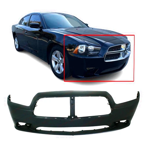 FitParts Compatible with Front Bumper Cover Fascia 2011-2014 Dodge Charger Pursuit R/T SE SXT Sedan 11-14. New Primed Without Sensor Holes, with Fog Light Holes. CH1000992 68092596AA