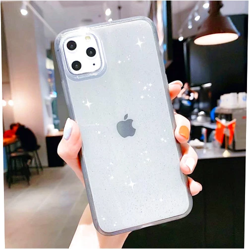 Anynve iPhone 11 Pro Glitter Case, Clear Glitter Bling Sparkle Case [Anti-Shock Matte Edge Bumper Design] Cute Slim Soft Silicone Gel Case Compatible for Apple iPhone 11 Pro 5.8''-Black