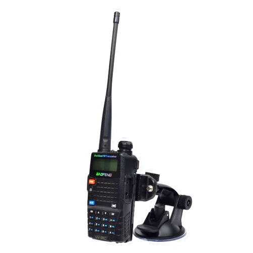 HYSHIKRA Compact Suction Cup Radio Holder, Dashboard or Windshield Walkie-Talkie Bracket Compatible with Kenwood Baofeng UV5R Motorola Talkabout Retevis Midland Yaesu CB Radio