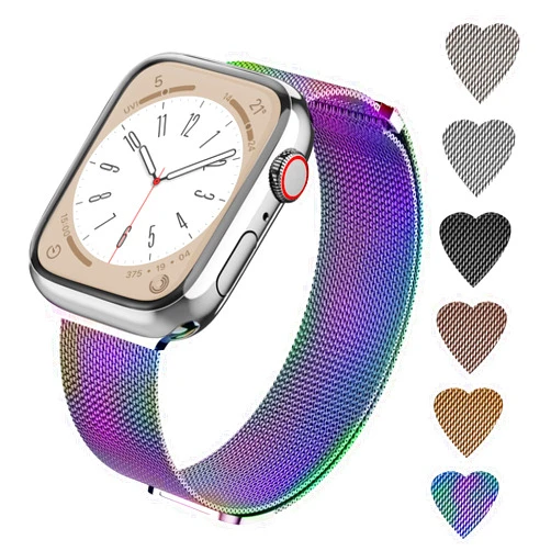 CHINDRAG Magnetic Loop Band Compatible with Apple Watch S9/8/7/6/5/4/3 38/40/41/42/44/45/49mm, Ultra 1/2 49MM, Classy Stainless Steel Metal Mesh Strap fit iWatch SE, Women Men