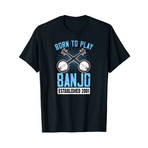 Banjo Birthday Party Supplies for Banjo Players Born To Play Banjo Established 2001 Banjo Themed Birthday T-Shirt