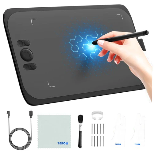 UGEE Graphics Drawing Tablet, UGEE M808 10x6 Inch Drawing Tablet, 8Shortcut Keys, Battery-Free Stylus Digital Drawing Tablet, 8192 Levels Art Tablet for Paint, Design, Work W/MAC,Android,Windows