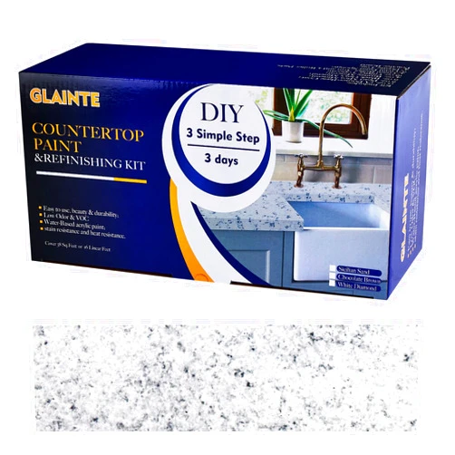 GLAINTE Granite Countertop Paint Kit - White Diamond Counter Top Refinishing Kit for Kitchen Bathroom
