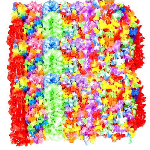 AnapoliZ Mega Luau Leis 100 Pack Hawaiian Theme Multi Colorful Tropical Summer Floral Necklace Simulated Silk Lei, Party & Wedding Favors (100)