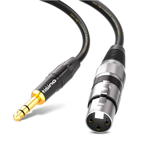 tisino Female XLR to 1/4'' TRS Microphone Cable, 6.35mm Stereo Jack to 3-pin XLR Female Balanced Interconnect Microphone Cable - 3.3FT