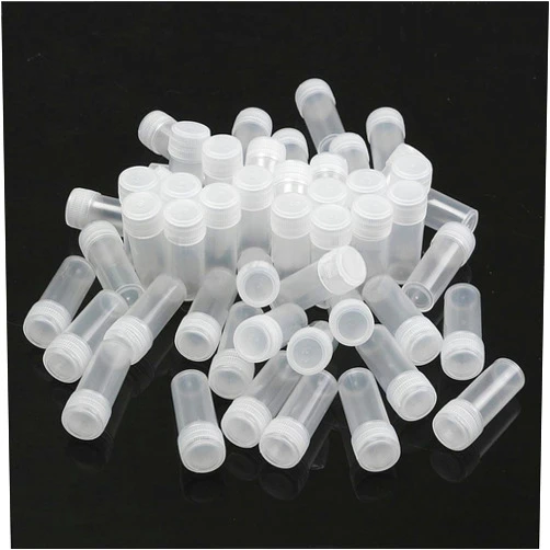 Yuecoom Clear Sample Vial, 50 Pcs 5ml Volume Plastic Sample Bottles Small Storage Container Sample Sealing Liquid Medicine Bottles