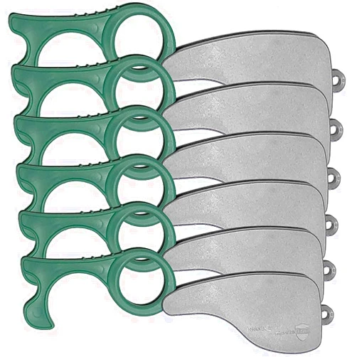 INNOKA No Touch Door Opener, Button Pusher Safe Touch Key, Touchless Tool with MicrobeFENCE Technology, 6Pack Gray/Green