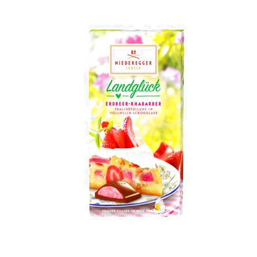 J.G. Niederegger GmbH Whole Milk Chocolate Filled With Strawberry Rhubarb Praline Filling - 100 g - 3.5 oz - Niederegger - Germany