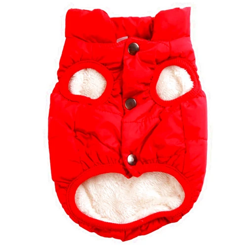 JoyDaog 2 Layers Fleece Lined Warm Dog Jacket for Puppy Winter Cold Weather,Soft Windproof Small Dog Coat,Red M