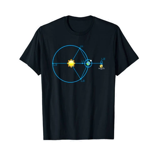 Space Moon Mars Exploration tees Co. James Webb Space Telescope JWST Schematic L2 Point Track T-Shirt