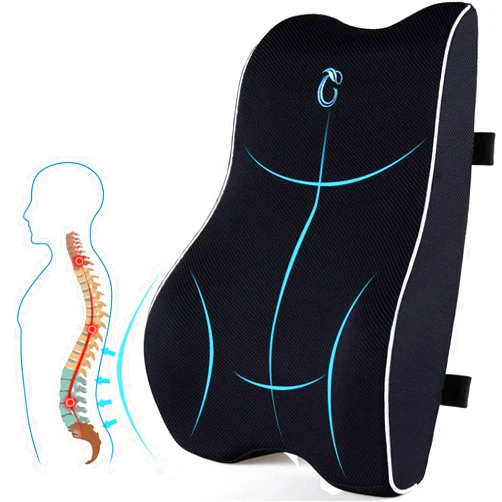 CompuClever Lumbar Support Pillow for Office Chair & Car, Ergonomic Memory Foam Back Cushion with 3D Washable Cover, Relieves Back Pain for Driving, Long Sitting, Gaming, Desk Work, Truck, Recliner