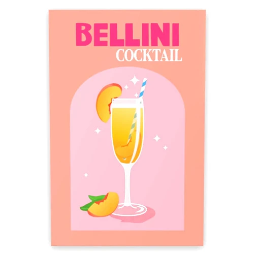 Caadronius Bellini Cocktail Wall Art Vintage Cocktail Posters Classic Cocktail Bar Cart Wall Art Cocktail Drink Alcohol Wall Decor Dining Kitchen Decor Canvas Print 12x18inch Unframed, style-2