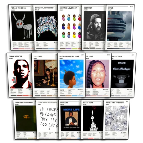 Stortnate Drake Poster Album Cover Posters Wall Art Decor Print Posters for Room Aesthetic Set of 15 Gifts for Teen and Girls Living Room Bedroom Decoration Unframed: 8x12inch