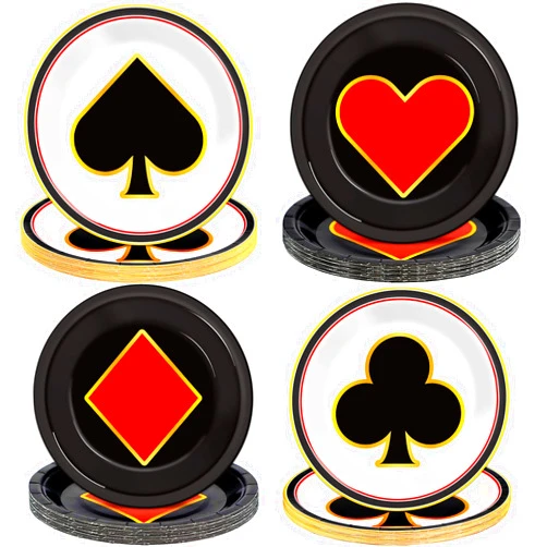 CHUNNIN 48Pcs Casino Party Paper Plates for Las Vegas Themed Party Supplies 7