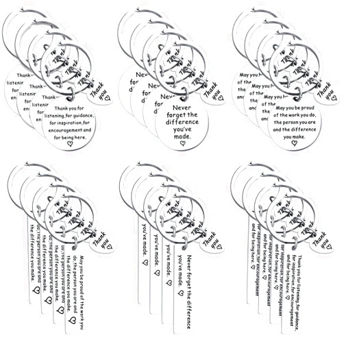 Taiyin 24 Pcs Thank You Gifts Appreciation Keychain Make a Difference Keychain Employee Teacher Nurse Worker Appreciation Week Gifts (Silver)