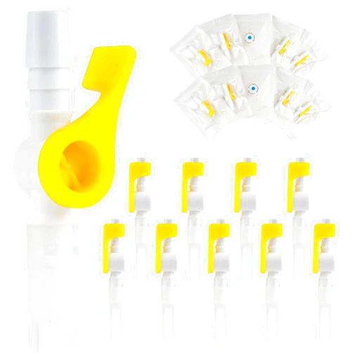 Ximter 10 Pcs Ximter Comfort Flow Catheter Valves - Easy to Use Lever Tap, Smooth Edges, and Tubing for Optimal Urine Drainage Comfort (10 Pack)
