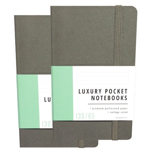 Papercode Pocket Notebook - 2 Pack of Small Notebooks 3x5 Inch Size, Flexible Mini Notepad w/Book Ribbons, Pocket Journal and College Ruled Easy Tear Pages - Travel Notepads & Journaling Supplies