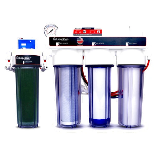 LiquaGen- Super Flow Reverse Osmosis & Deionization (RODI) Water Filtration System | Pressure Gauge with Float Valve | HM Digital TDS Meter - 100 GPD | Ultra Pure Water Softener for 0 TDS/PPM Water