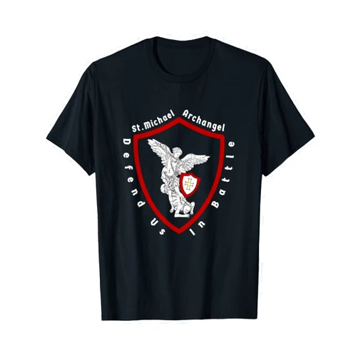 Religious christian art apparel Saint Michael The Archangel Defend Us In Battle T-Shirt